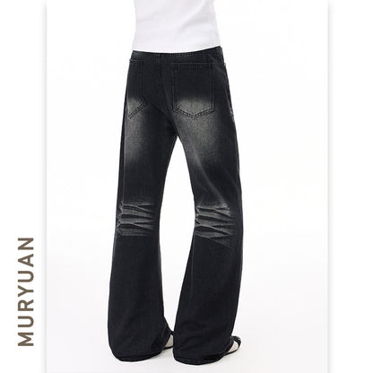 Style Wrinkle Catwhisker Flared Jeans for Men