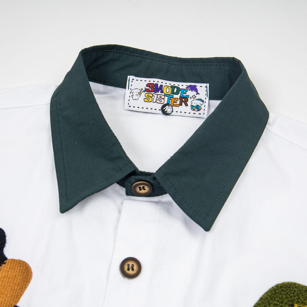 Spotted puppy cat embroidered short sleeved shirt