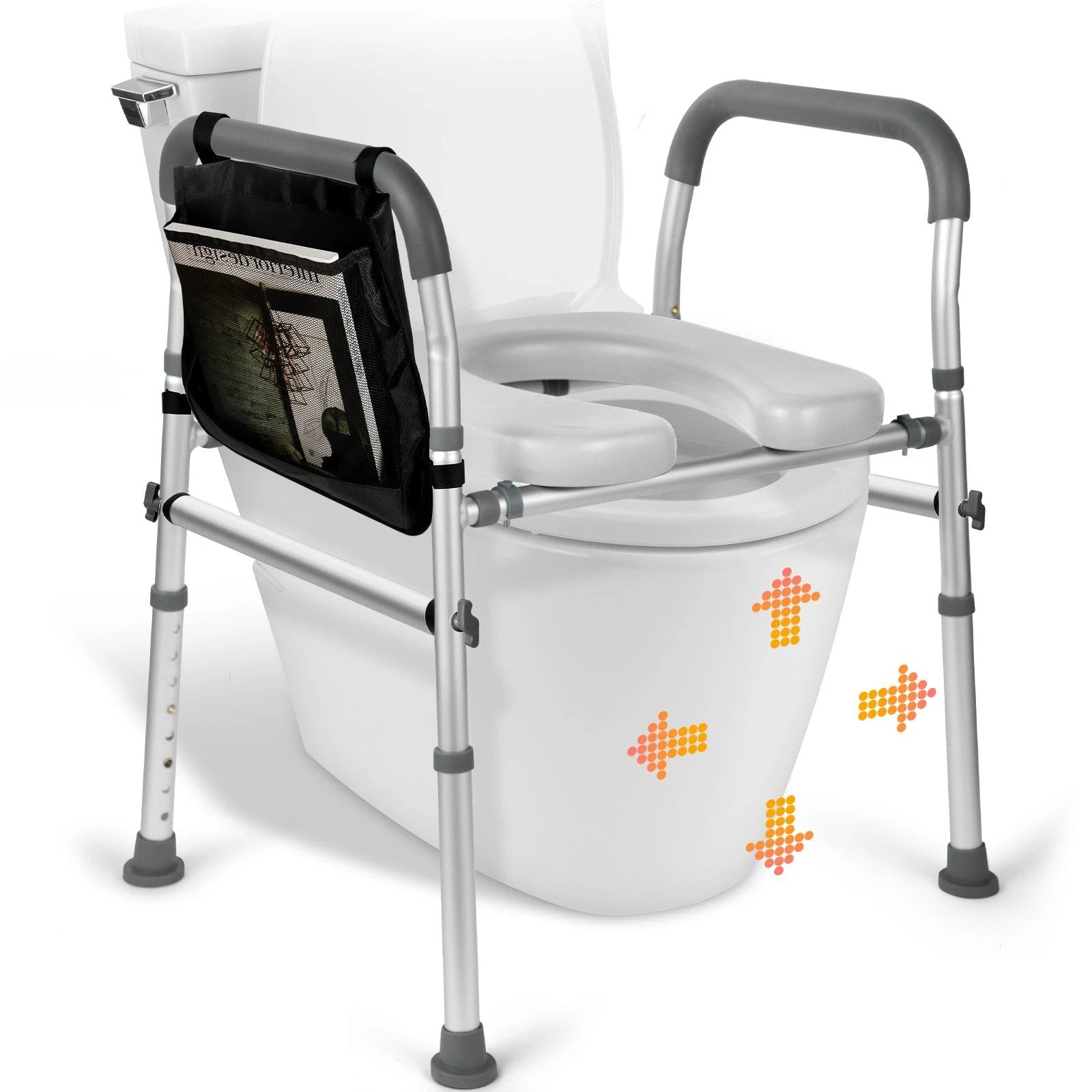 Four-in-One Toilet Chair with Safety Handle, Height-Adjustable Backrest, Commode Chair, Shower Bath Chair by eprolo
