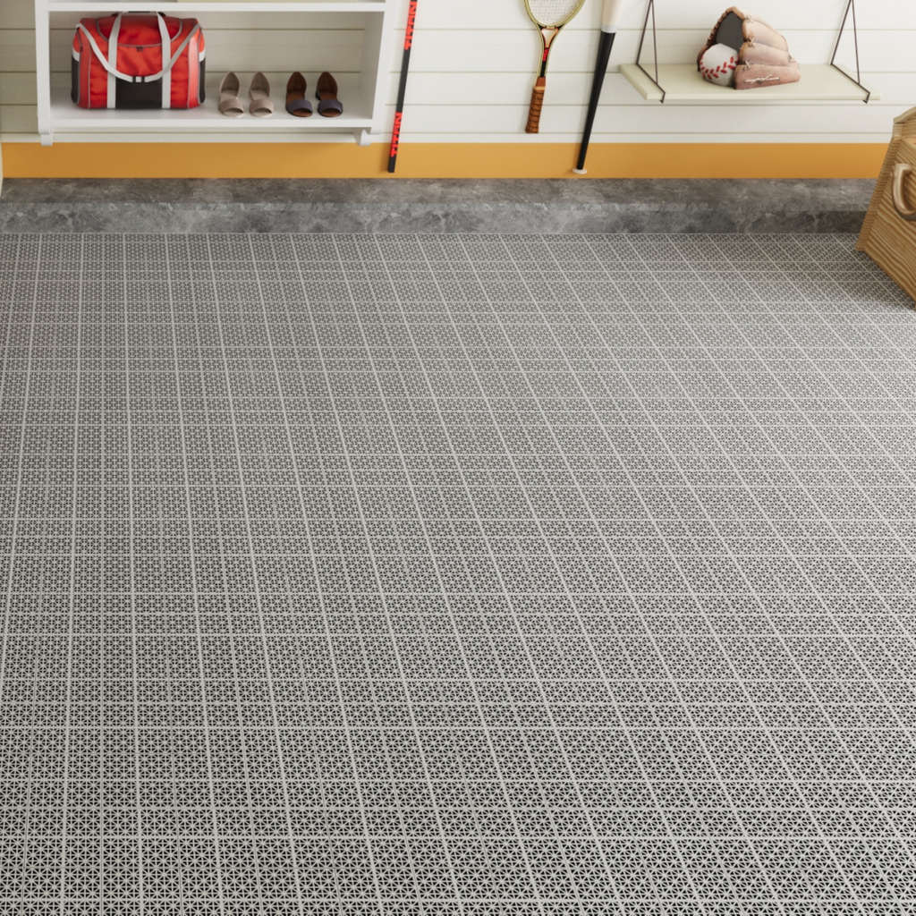 12 x 12 inch gray interlocking deck tiles, plastic waterproof, weighing up to 6613 pounds, with a rose pattern pack of 12 by eprolo