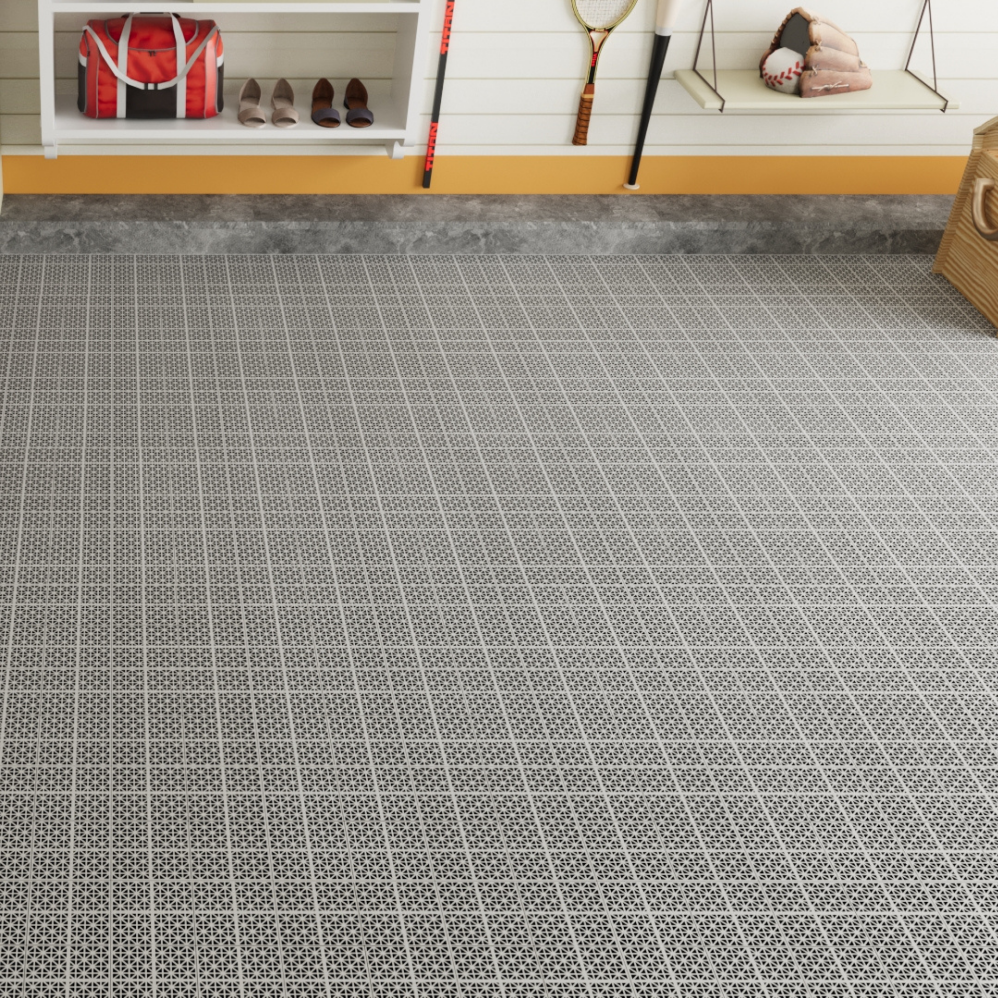 12 x 12 inch gray interlocking deck tiles, plastic waterproof, weighing up to 6613 pounds, with a rose pattern pack of 12 by eprolo