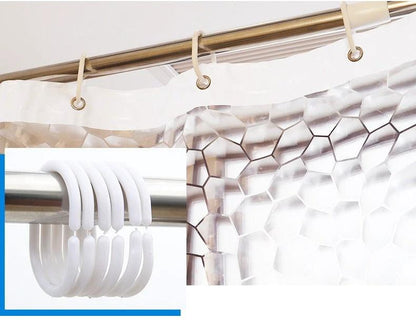 3D Water Cube Shower Curtain, Silk Pattern Waterproof Bathroom Partition Curtain, Cobblestone Curtain by eprolo