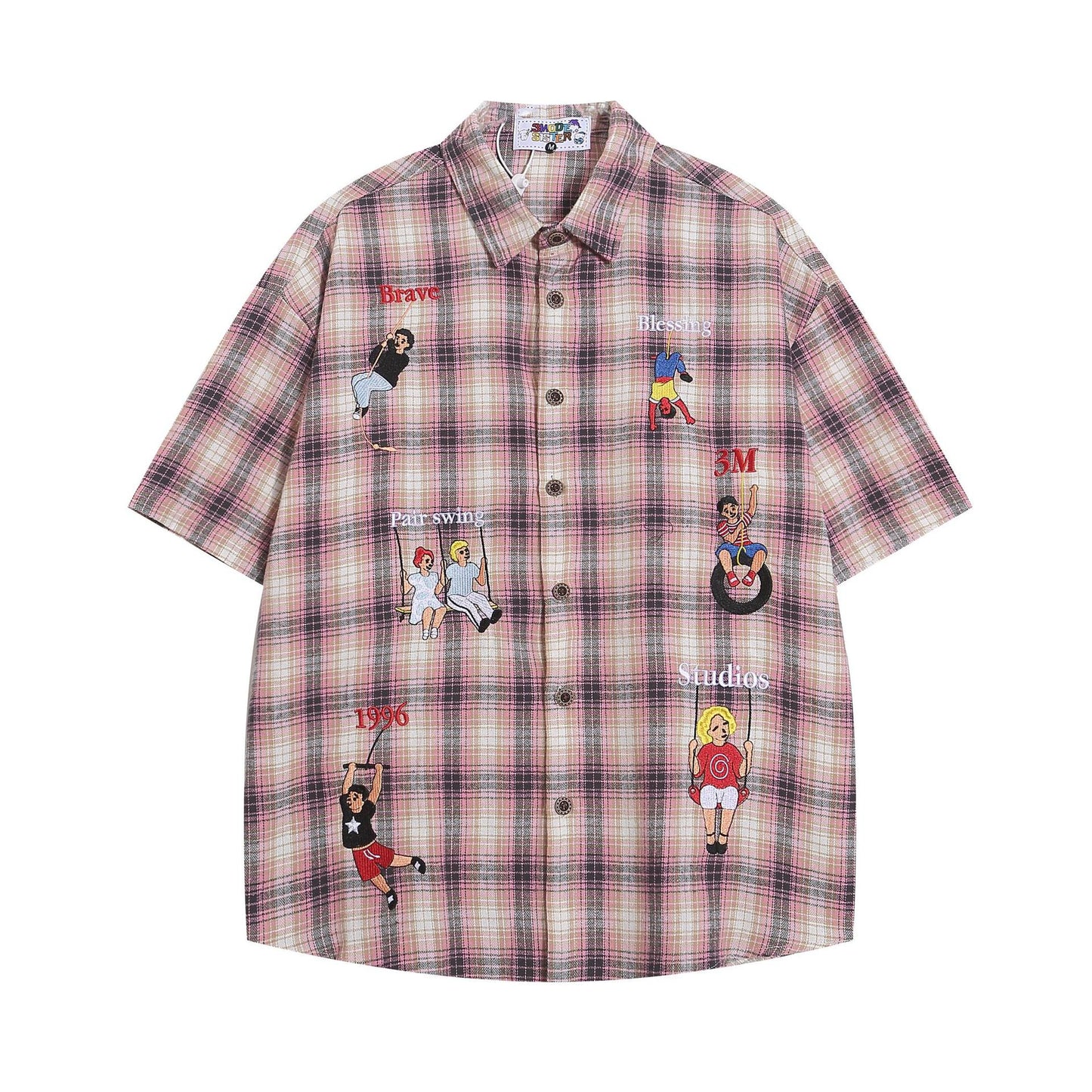 Camisa bordada de manga corta