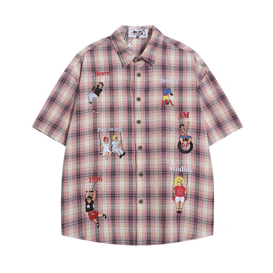 Chemise brodée à manches courtes