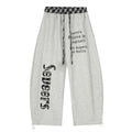 Sanskrit Letter Printed Silhouette Curved Knife Casual Pants by eprolo