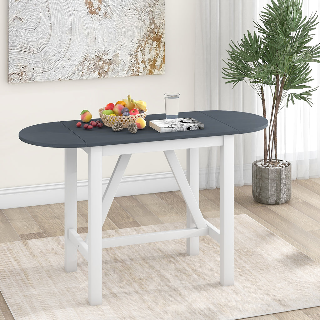 Juego de mesa de comedor de altura de mostrador de madera de 3 piezas con hojas abatibles