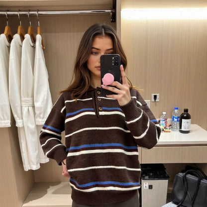 Striped Contrasting long Sleeved Sweater for Women