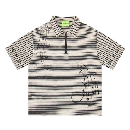 Striped short sleeved polo shirt
