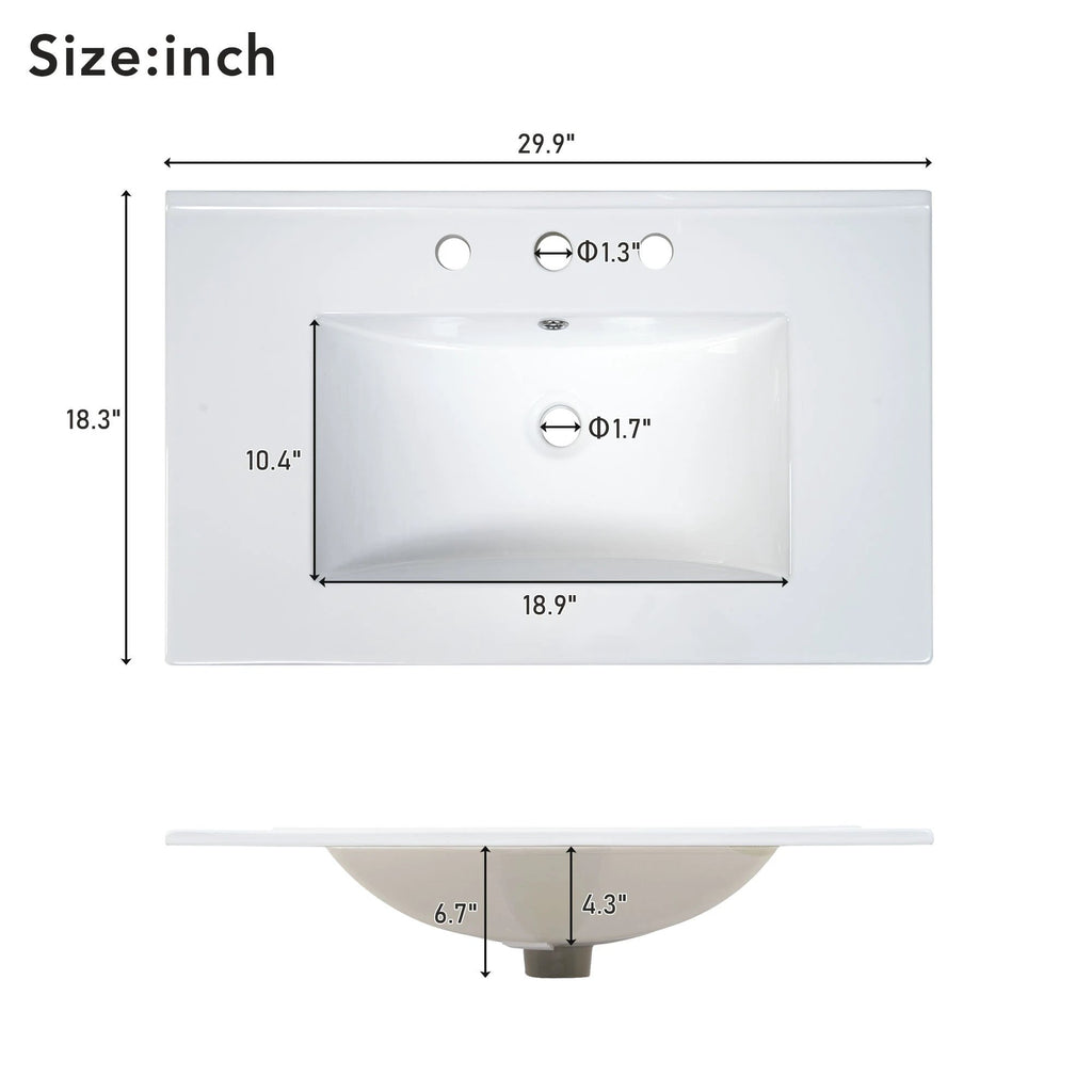 30-Inch Blue Bathroom Vanity with Ceramic Sink and Ample Storage - Ideal Choice for Small Bathrooms by eprolo
