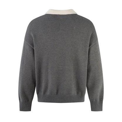Seagull Collar Cat Jacquard Sweater for Men by eprolo