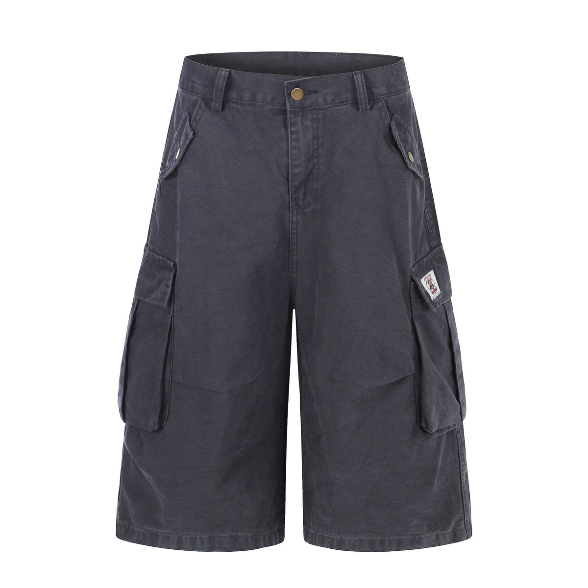 Pantalones cortos unisex multibolsillos de pierna ancha, adelgazantes, versátiles, vintage, informales, de largo medio