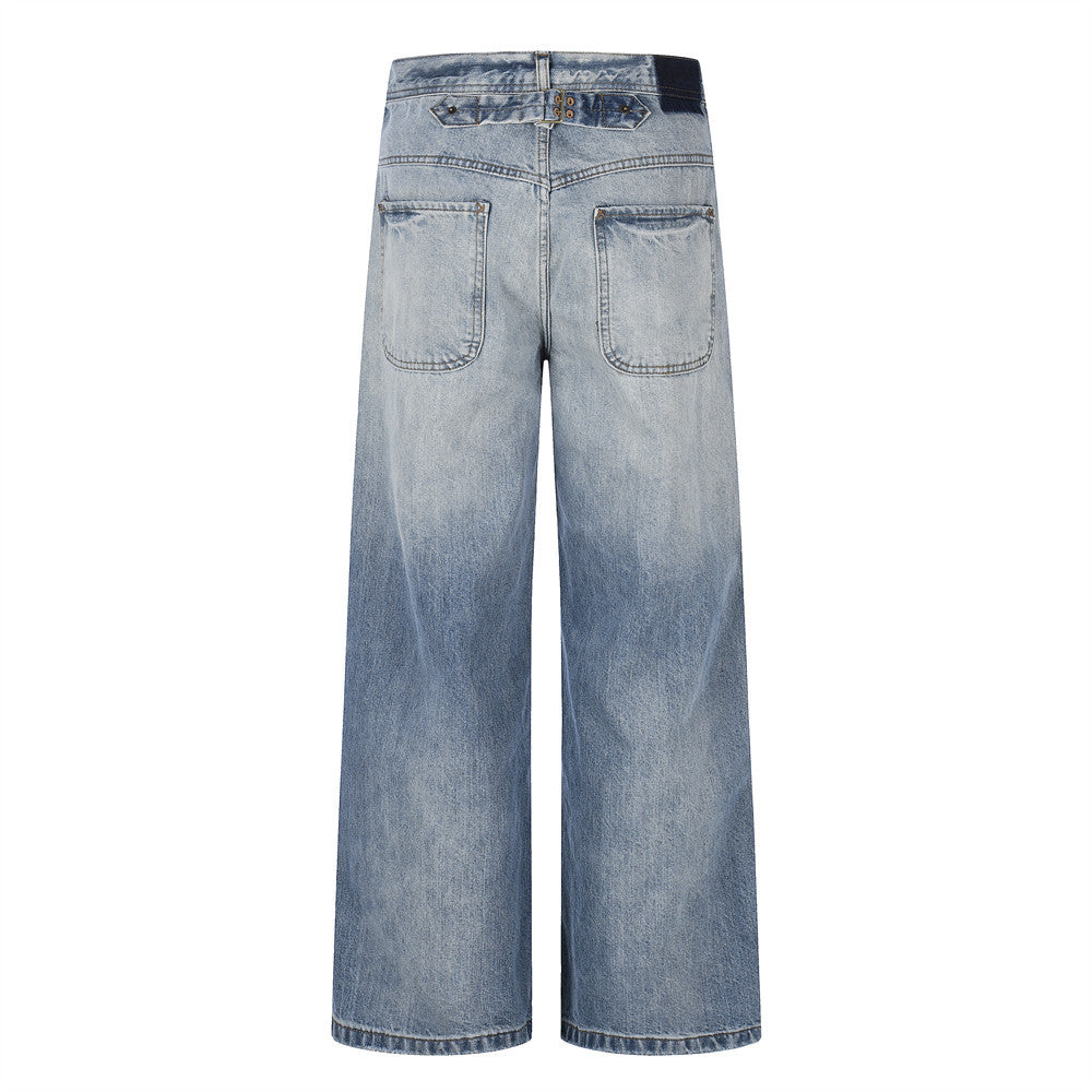 Pantalones de mezclilla blancos degradados desgastados