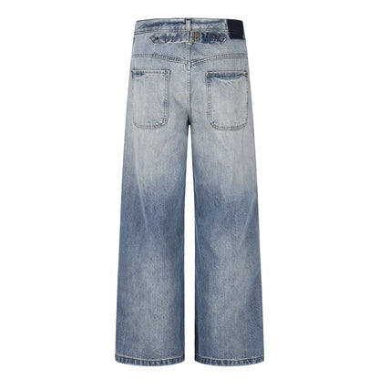Pantalones de mezclilla blancos degradados desgastados