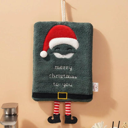 New Christmas hand towel can be hung with thick coral fleece towel, kitchen absorbent quick drying cloth, cartoon hand towel by eprolo