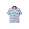 Loose short striped polo collar T-shirt