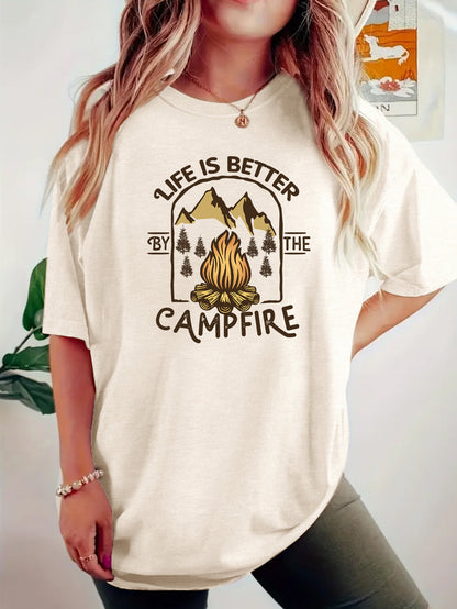 T-shirt camping printed short sleeved shirt