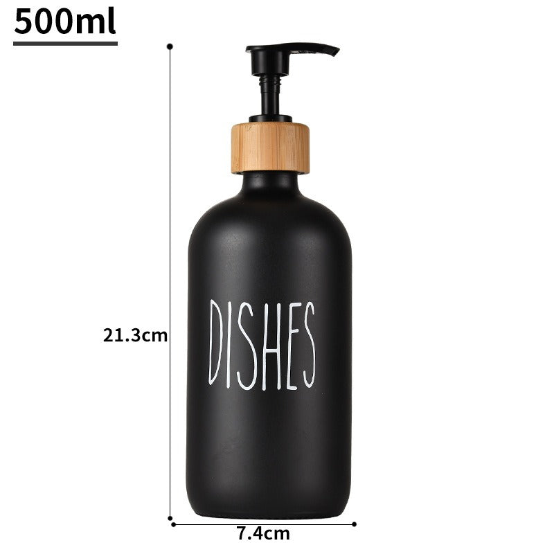 Glass 500ml Boston hand soap pump black and white split bottle wooden cap soap dispenser shampoo bottle by eprolo