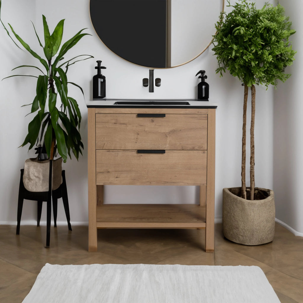 30 Inch Bathroom Vanity Plywood With 2 Drawers(BVB01030IMO-BL9075BK) by eprolo