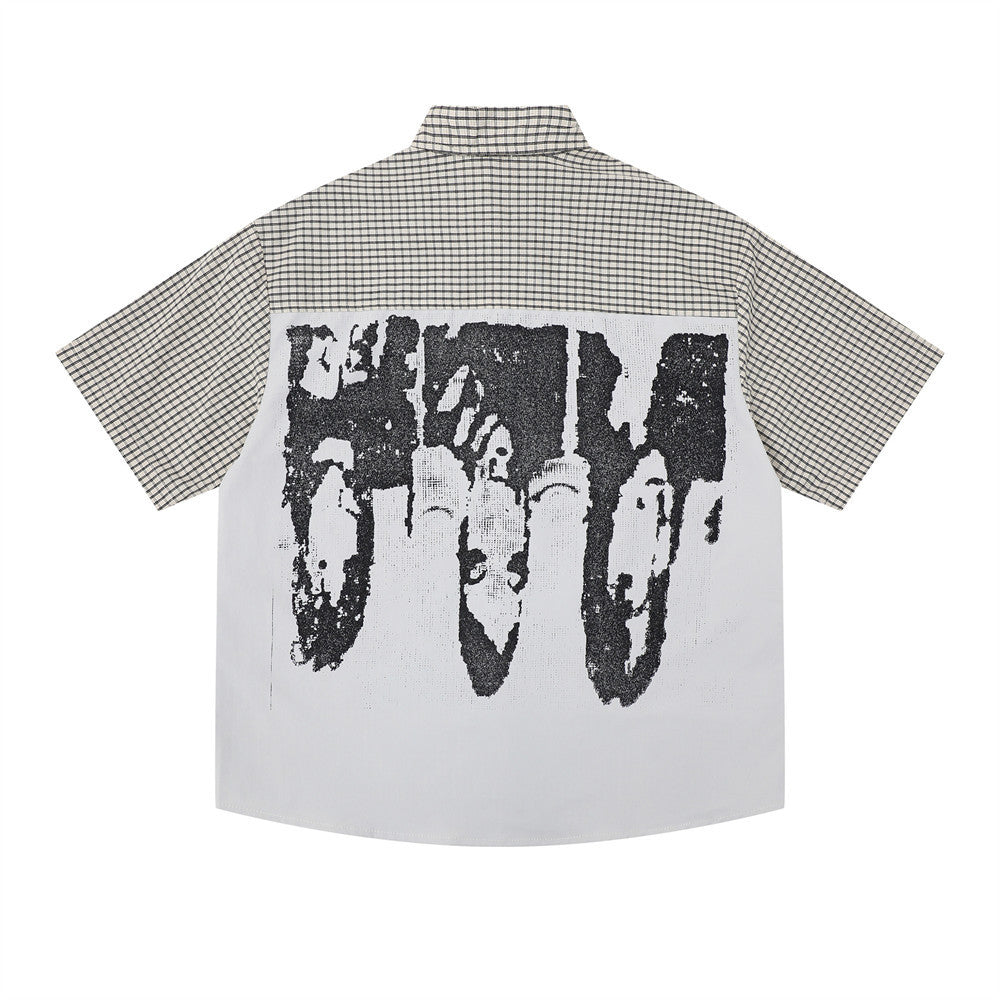 Portrait printed short sleeved shirt