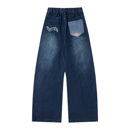Dapeng Embroidered Cowboy Bending Knife Pants