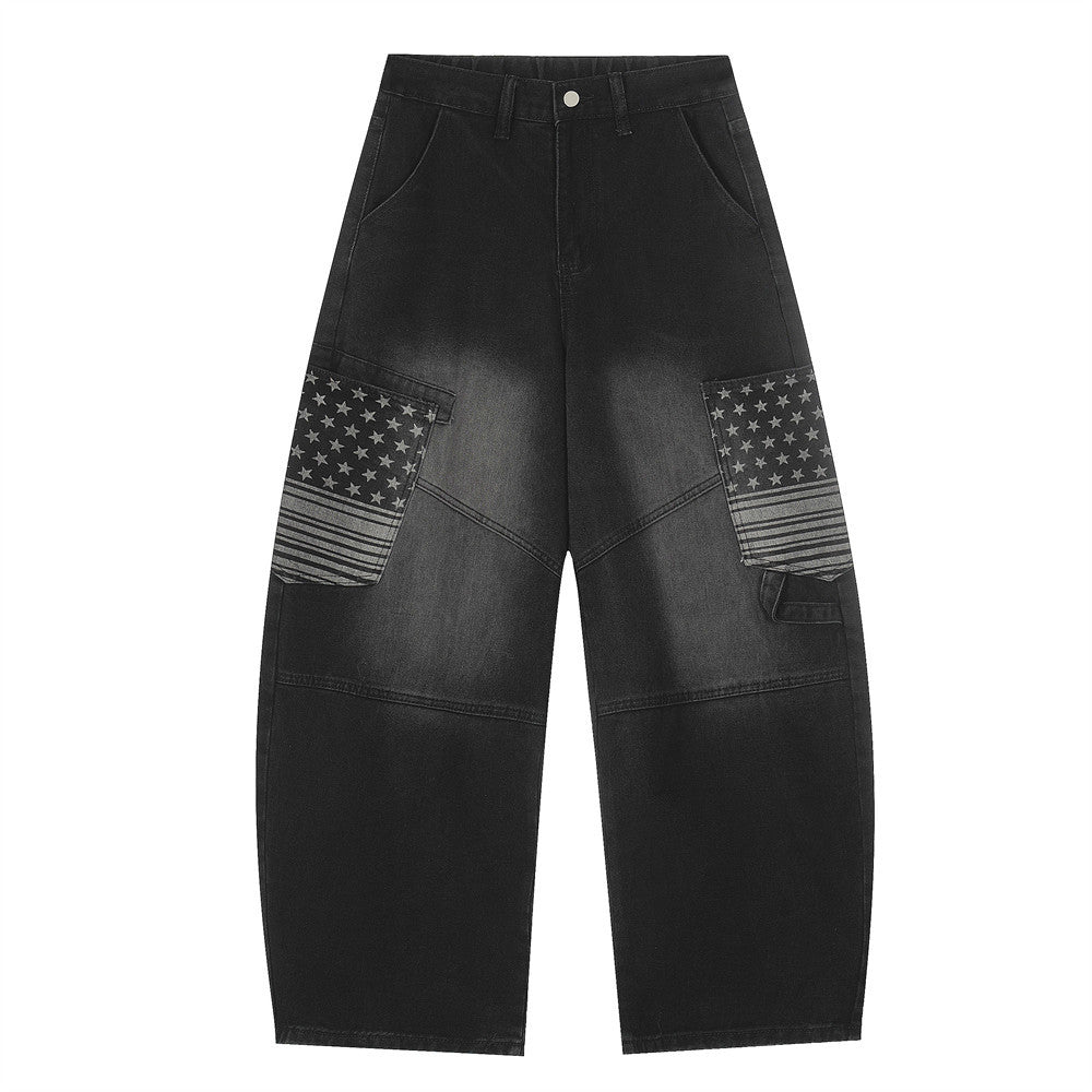 Washed denim workwear pants