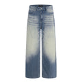 Jeans en jean délavé et poli à empiècements de couleur
