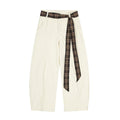 Plaid Strap Curved Knife Pants Work Pants by eprolo