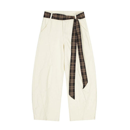 Plaid Strap Curved Knife Pants Work Pants by eprolo