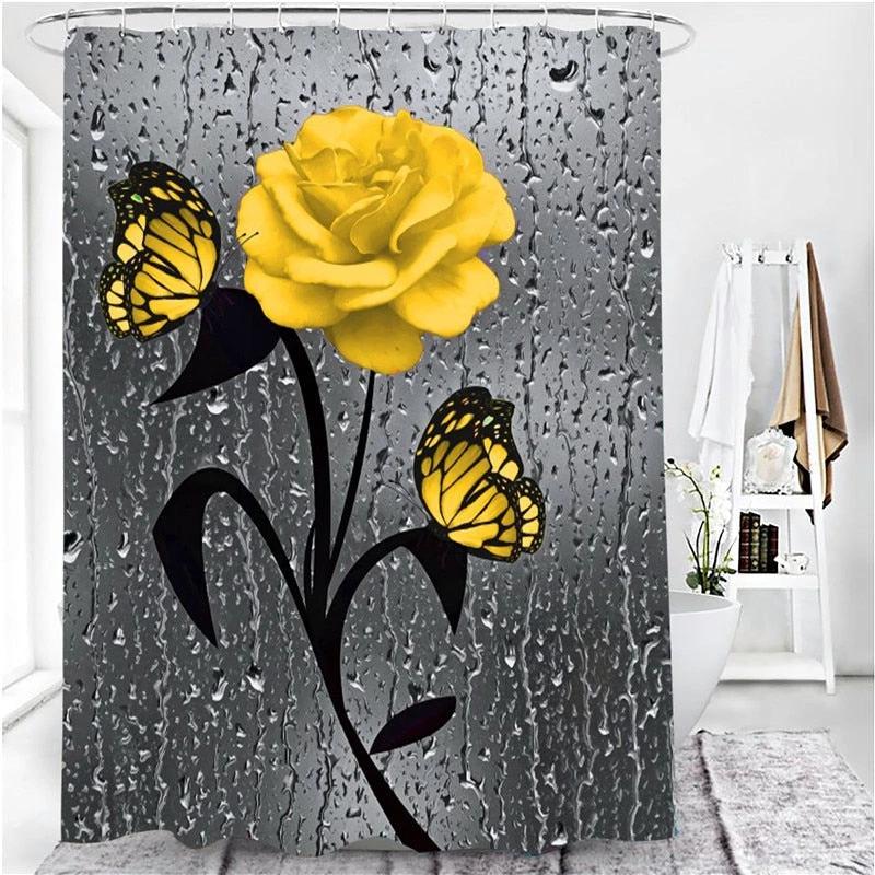 Hot HD Digital Printing Polyester Waterproof Polyester Flower Bathroom Hotel Shower Curtain by eprolo