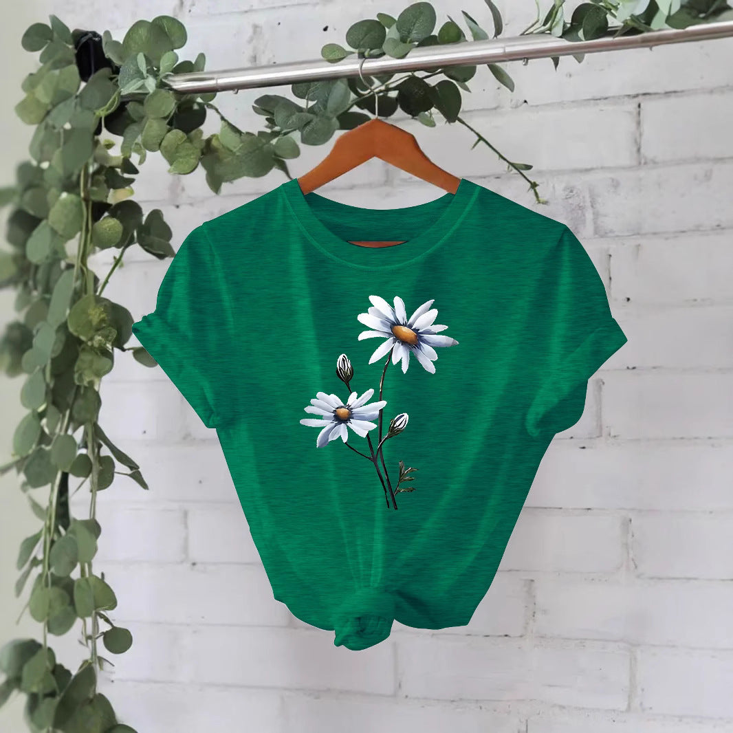 Floral printed T-shirt short sleeved shirt
