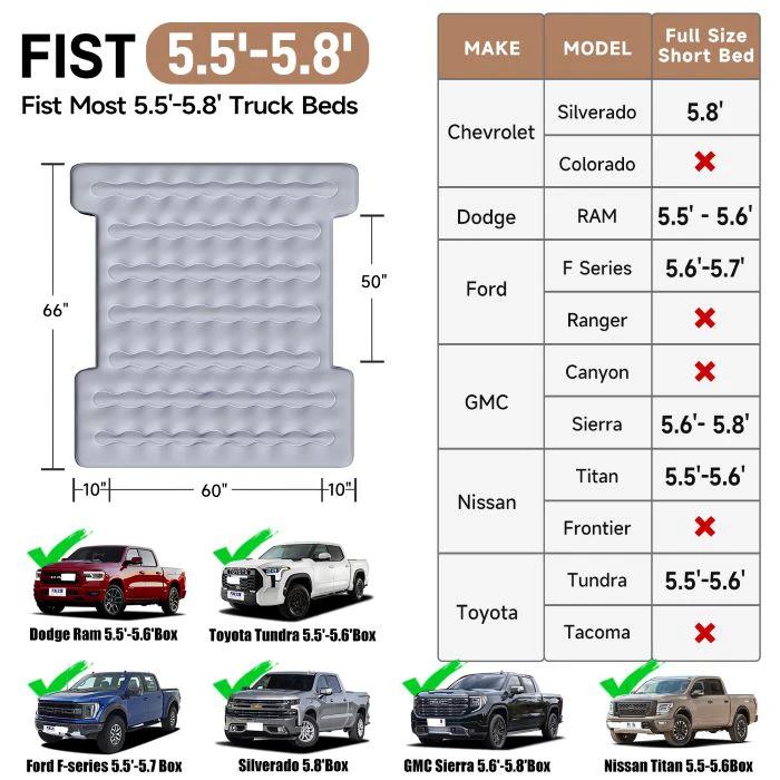 Umbrauto Built-in Pump Truck Bed Air Mattress for 5.5-5.8ft Auto Inflate Short Truck by eprolo