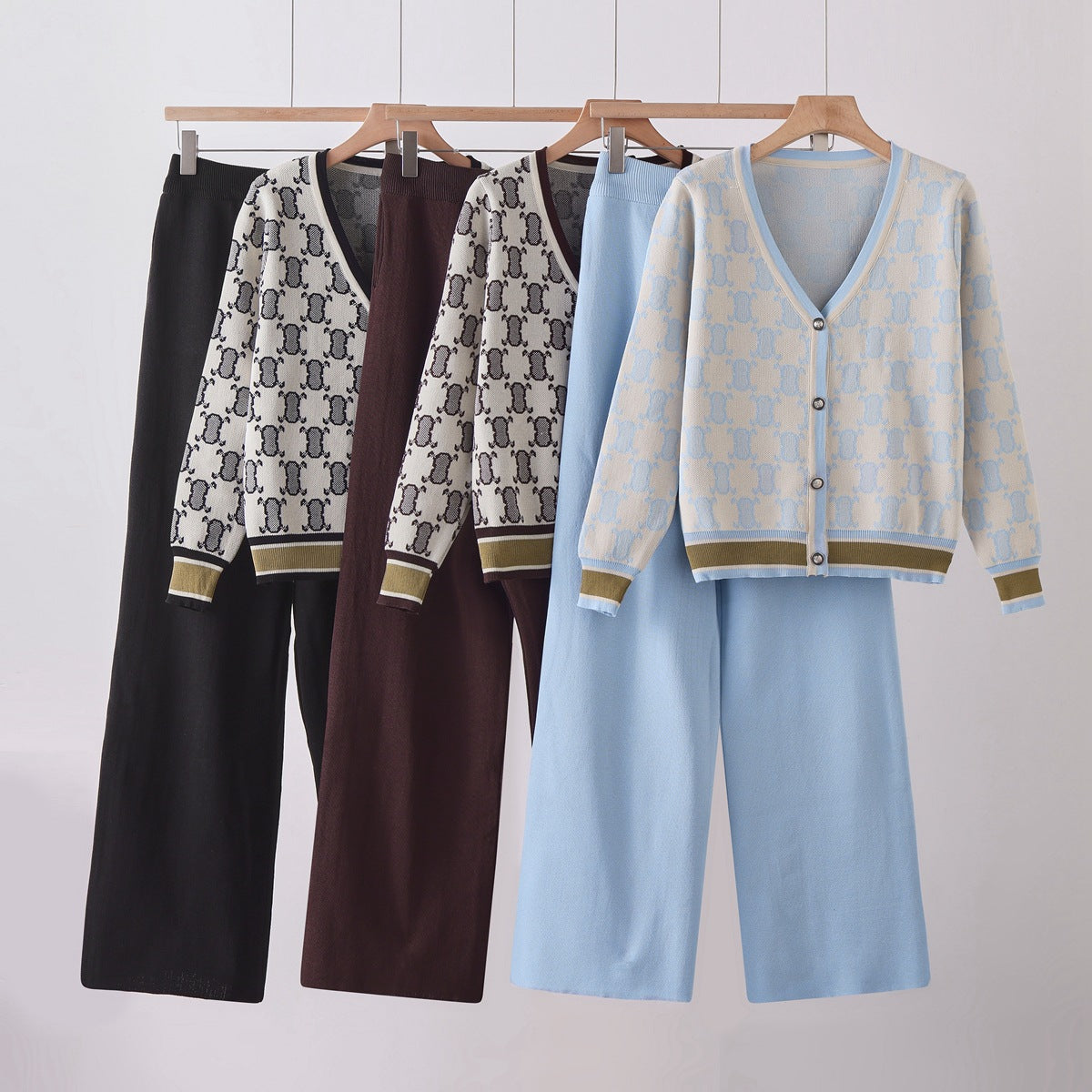 Chic Knit Set for Women  Sweater and Wide-Leg Pants Two-Piece Outfit