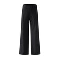 Elastic Waistband Pleat Design Solid Color Straight Leg Pants by eprolo