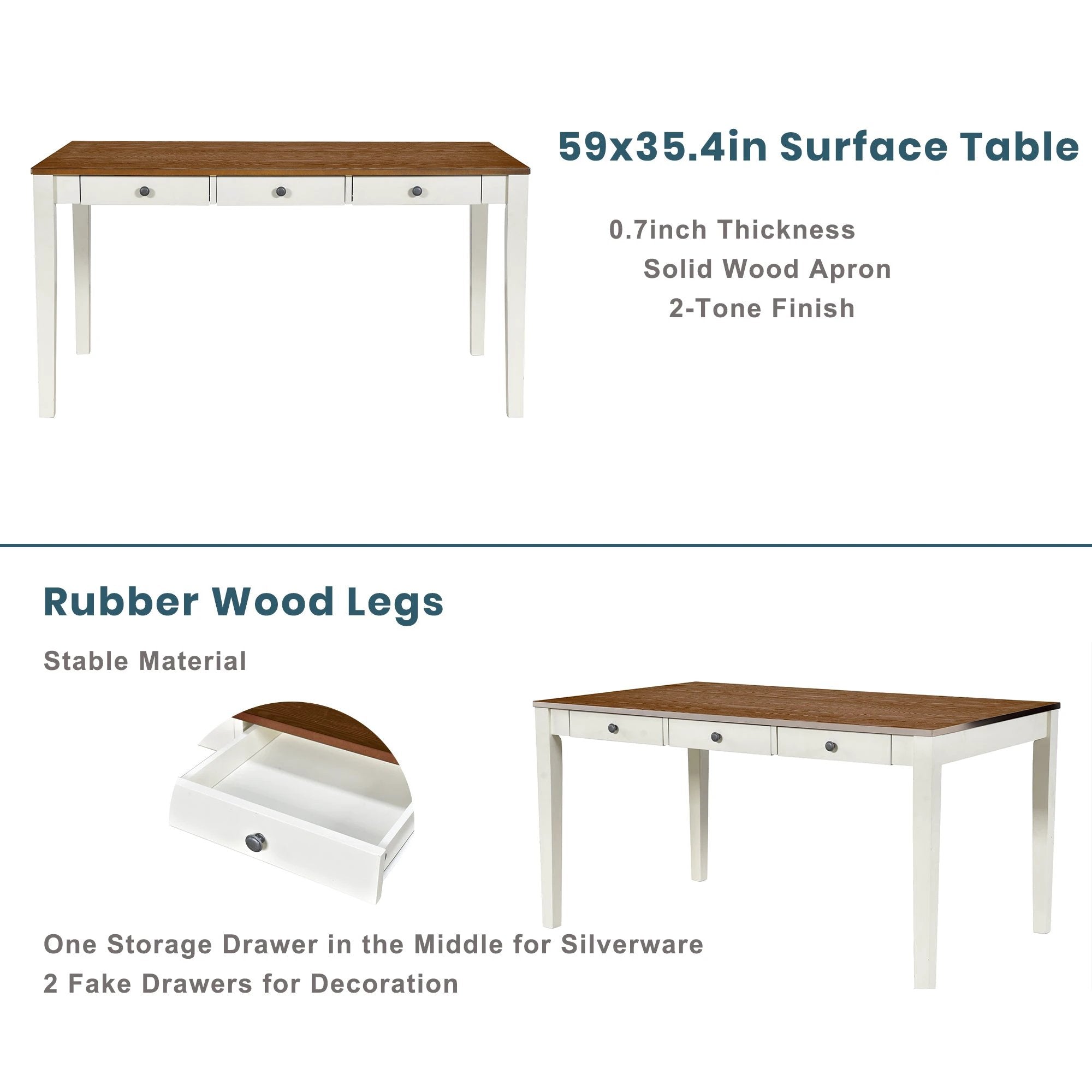 TOPMAX Mid-Century 6-Piece Wood Dining Table Set by eprolo