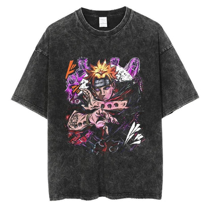 Anime Naruto Pattern T-shirt Harajuku Washed T-shirt