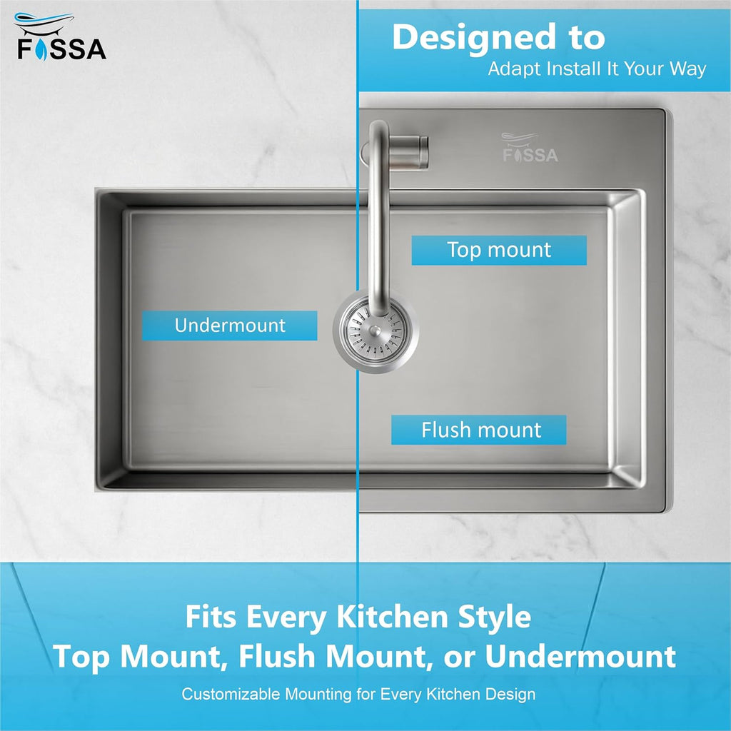 Aqua 304 Handmade  (21 x 18 x 09 ) Inch SS Single Bowl Tap Hole Round Coupling Silver Kitchen Sink-2