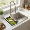 Aqua 304 Handmade (21 x 18 x 09 ) Inch SS Square Coupling Single Bowl Silver Kitchen Sink-0