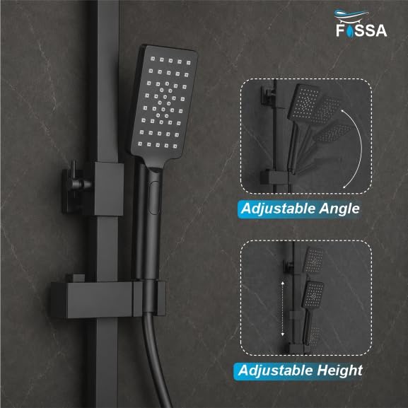 Aspire Thermostatic Rainfall & Waterfall Shower Panel Set Brass (Black)-1