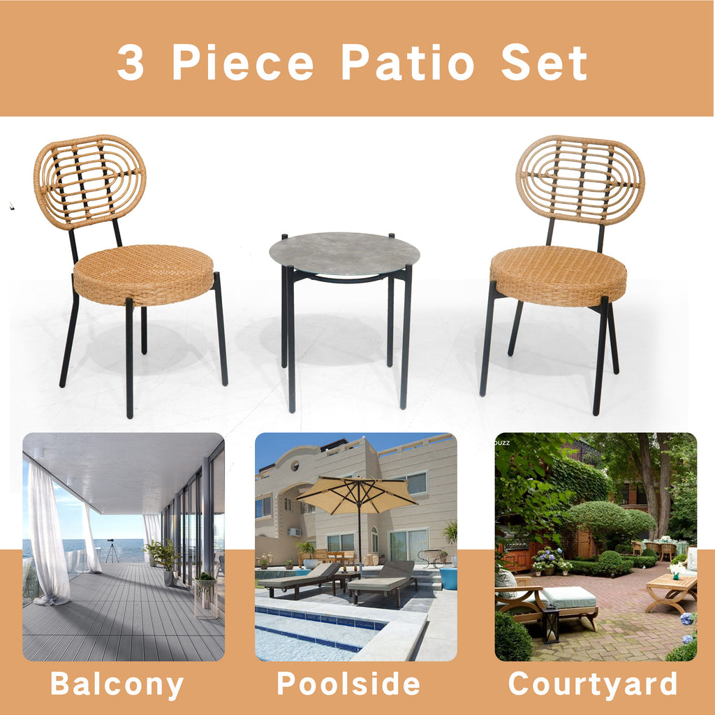 3 piezas de muebles de mimbre de lujo para exterior