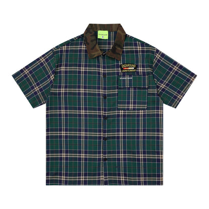 Loose plaid short sleeved shirt