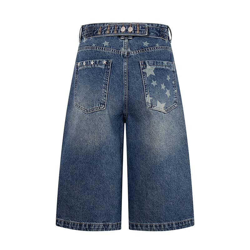 Star studded denim shorts