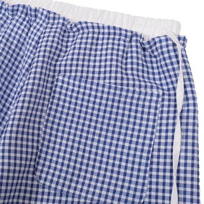 Small Grid Curved Knife Casual Pants by eprolo