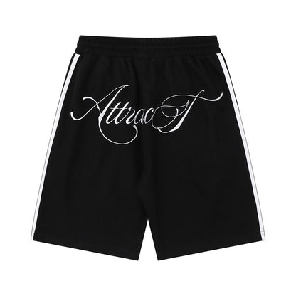 Hand drawn letter printed loose shorts