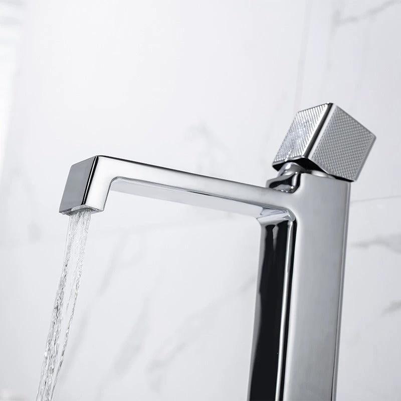 Black square single hole cold and hot countertop basin sink chrome faucet by eprolo