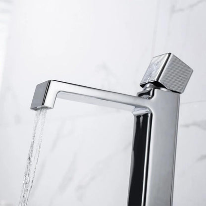 Black square single hole cold and hot countertop basin sink chrome faucet by eprolo