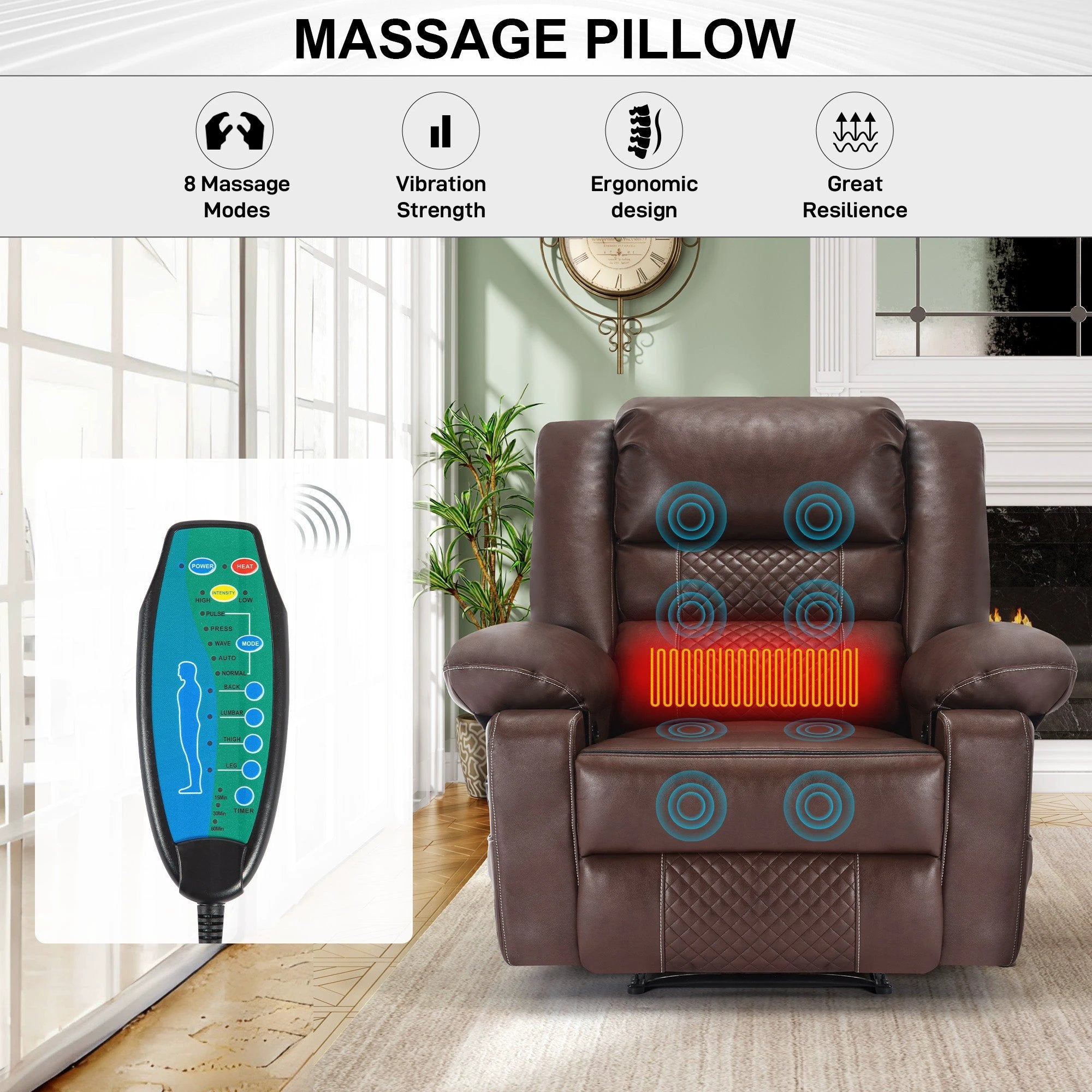 Breathable Leather Massage Recliner Chair Manual Living Room Reclining Sofa by eprolo