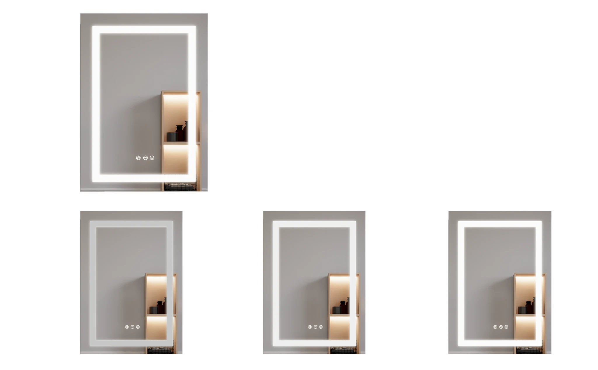 26x20 inch(Left Door) bathroom medicine cabinet with LED mirror 3000K~6000K single door lighting bathroom cabinet with touch switch adjusta by eprolo
