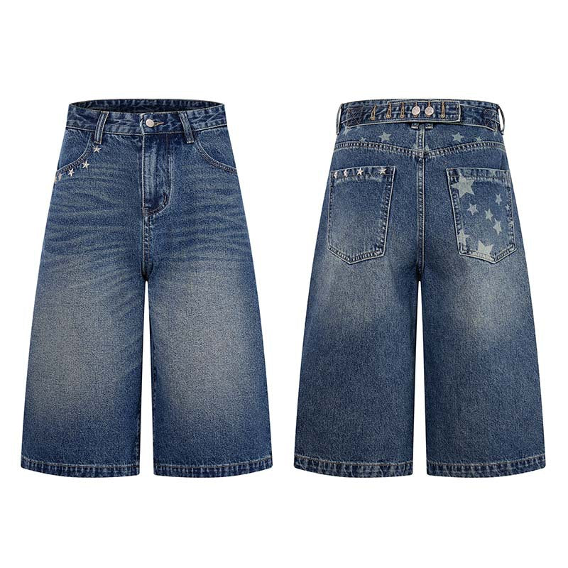 Star studded denim shorts