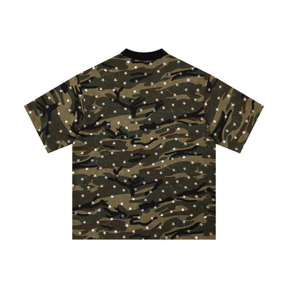 Full printed star camouflage short sleeved shirt
