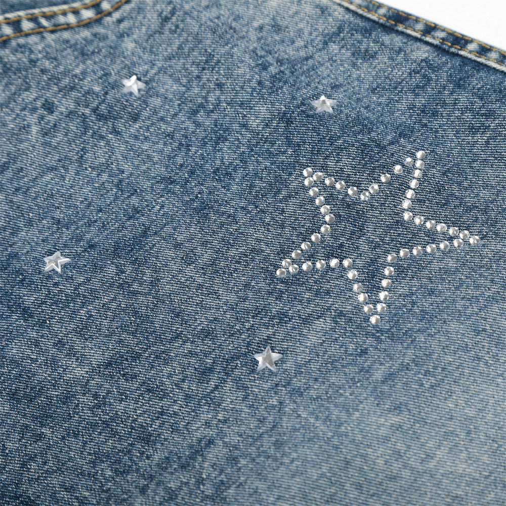 Star hot diamond straight leg denim five quarter pants
